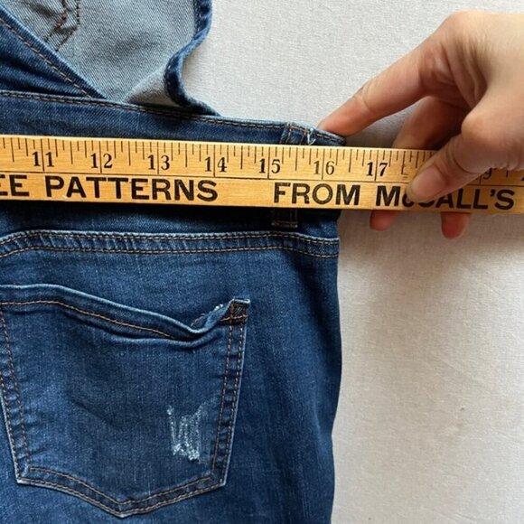 Wax Jean distressed frayed slim denim jean overalls Sz M - Picture 8 of 8